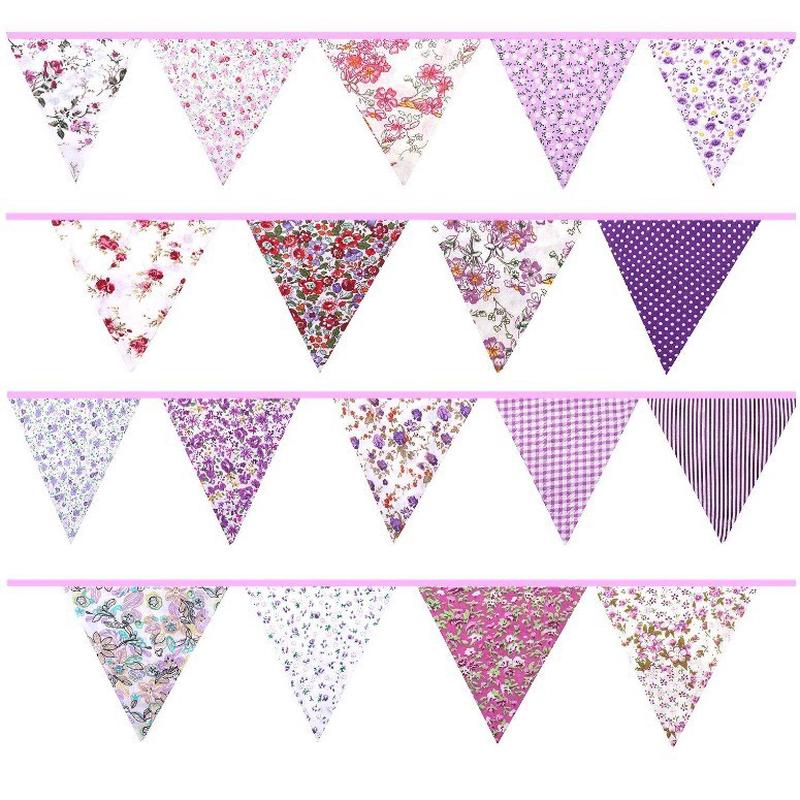 用品挂条三角旗生日聚会布置棉布儿童派对会场多色diy三角旗