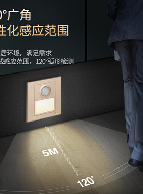 灯人体感应地脚灯86型墙角红外线酒店走廊楼梯过道感应led地脚灯