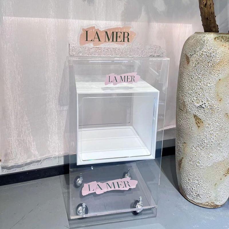 高端美容院四轮推车亚克力透明工具车仪器底座置物架子轻奢款简约