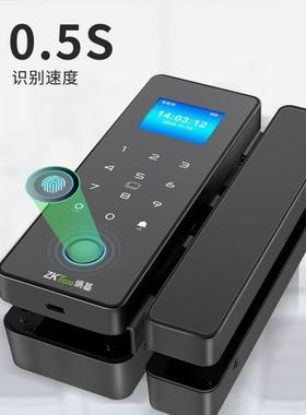 ZKTeoc熵基科办公室双门无框有框玻璃免开孔智能F718技玻璃指纹锁
