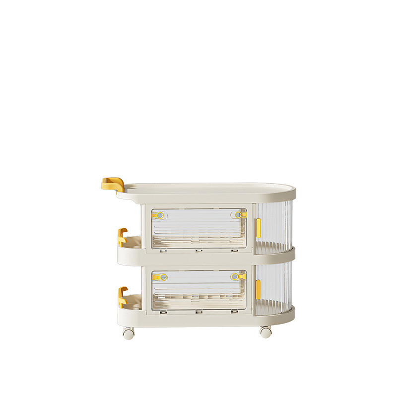 多层落地零食置物客厅储物架子儿童小推车收纳柜可折叠宝宝杂物架