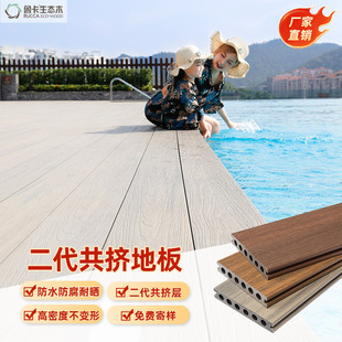 鲁卡塑木地板室外二代共挤地板庭院泳池防滑塑木地板户外院子别墅