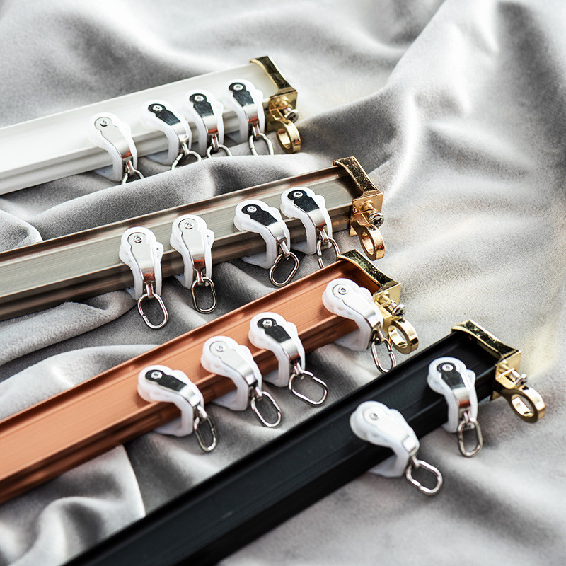 豪华弯轨弯滑轨导轨铝合金加厚静音飘窗阳台工程窗帘轨道轨双轨道