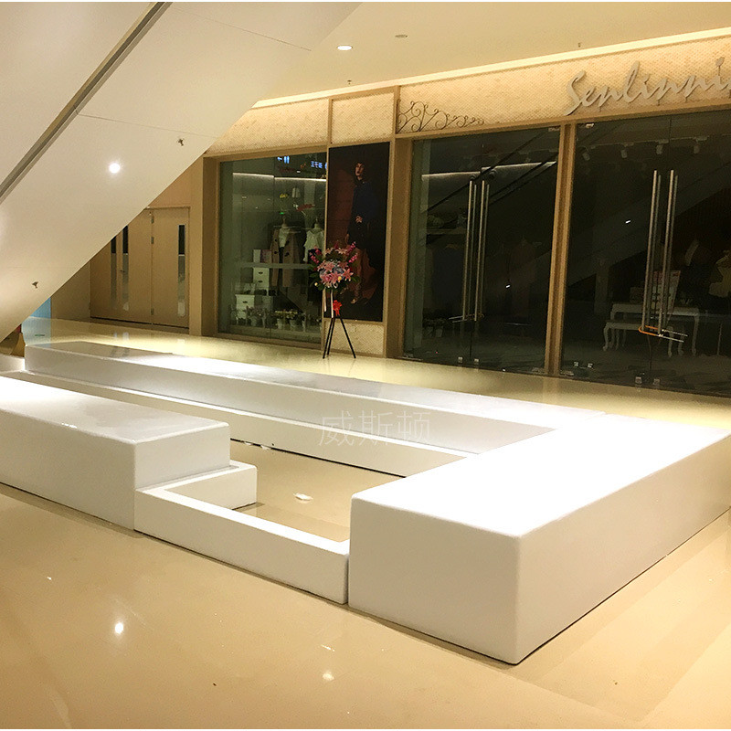 热销玻璃钢商场走廊休闲座椅现代简约异形美陈椅等候休息户外景观