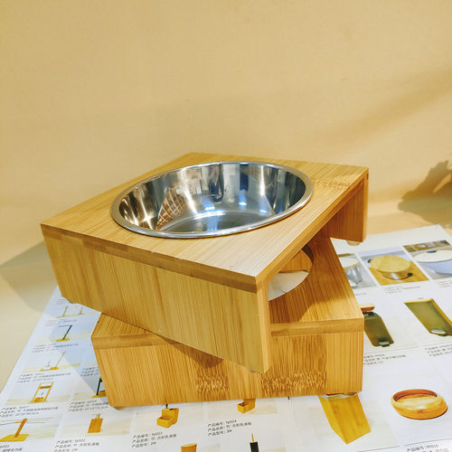 猫狗宠物餐具碗食具竹材不锈钢狗碗猫饭盆狗食盆猫狗楠竹宠物碗