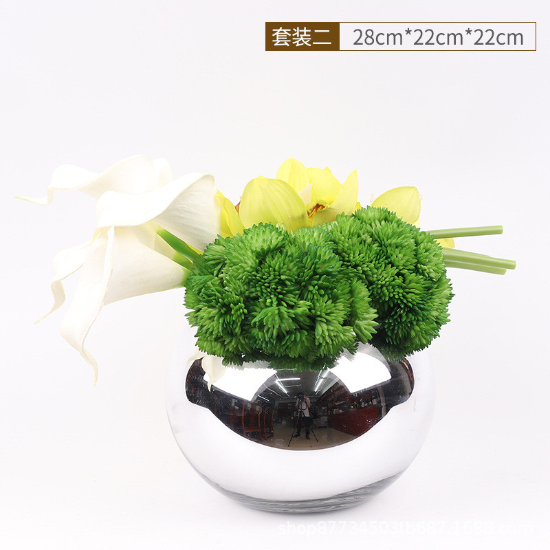 现代洽谈桌花艺盆栽摆件电视酒柜仿真餐厅绿植办公室玄关软装饰品