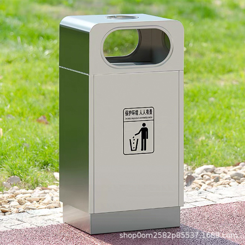 户外木制仿古垃圾桶景区街道公园垃圾分类带花箱大号防腐木垃圾箱