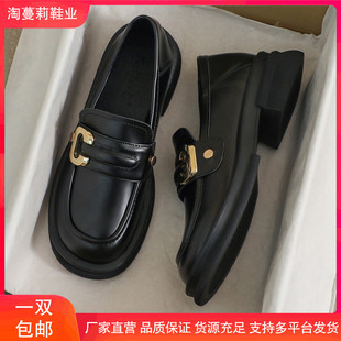 厚底黑色工作大码 25新款 新款 女2025秋季 41豆豆43英伦风 真皮小皮鞋