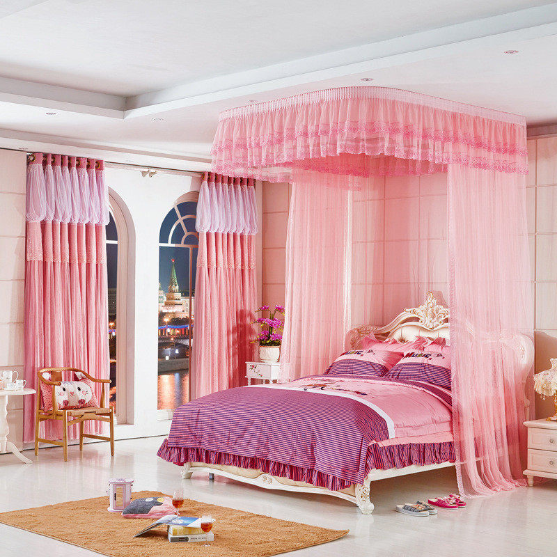 bc10u型轨道导轨挂墙吸顶豪华拉幕式大蚊帐男生款家用落地式尺寸