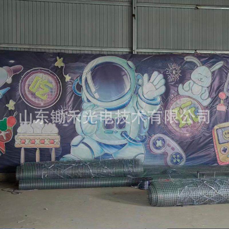 大型墙体灯饰画装饰玻璃幕墙霓虹灯商场墙体楼体美陈亮化led