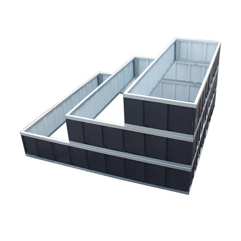 户外长方形蔬菜种植箱金属镀锌板花床三层园艺蔬菜种植花园床
