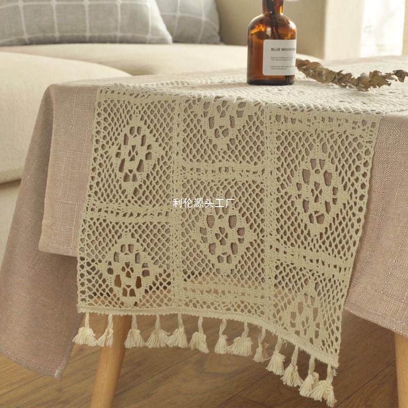 蕾丝电视柜盖布手工钩针花斗柜餐桌旗田园镂空文艺流苏茶几防尘布,居家布艺,桌布,淘宝优惠券,粉丝福利购,淘宝优惠卷