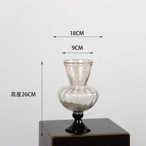 高脚轻奢洒金琉璃高脚复古法式高级艺术风灯花瓶插花花器摆件水培