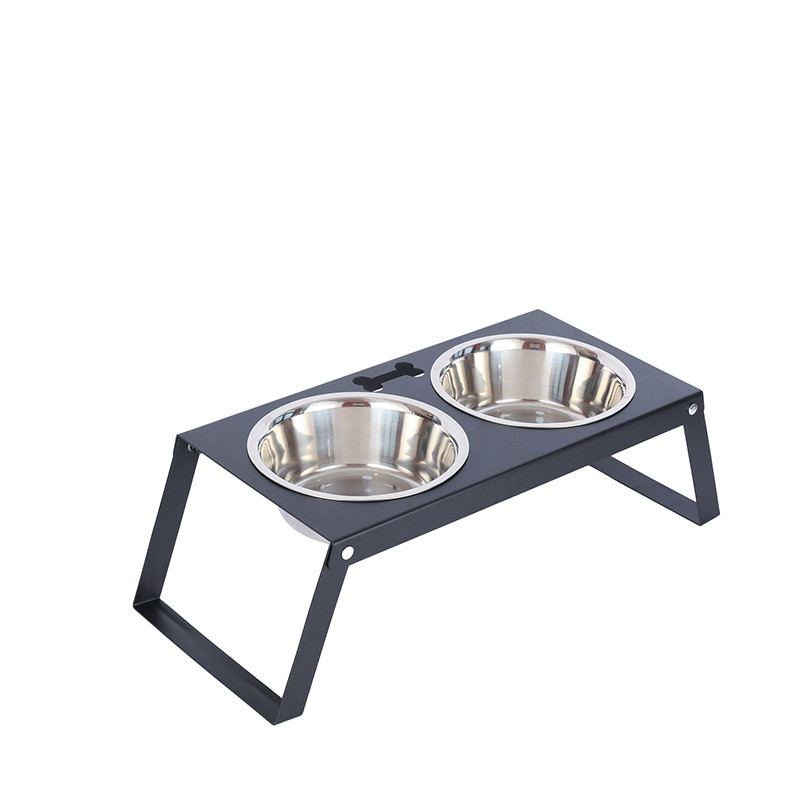 供应宠物猫盆中大型猫狗不锈钢调节高度双碗宠物支架碗碗狗盆