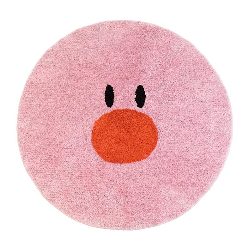 红鼻子小人植绒地毯圆形可爱儿童房吸水防滑地垫卧室阳台植绒地毯