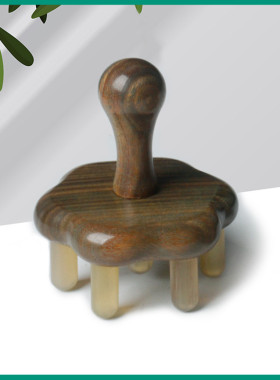 aza3绿檀木梳子洗头按摩梳然抓头天头刷檀香木黄白水牛角经络大宽