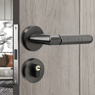 分体锁定制家用木门黑色房间门锁执手锁具卧室拉手乐朗静音锁