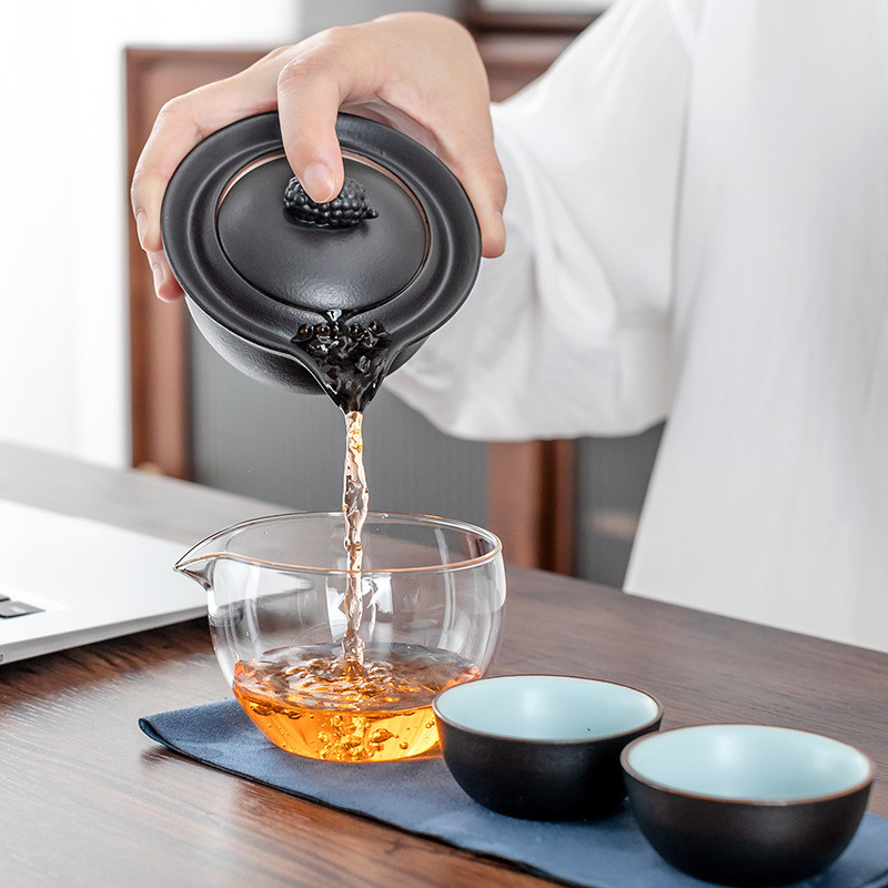 快客杯便携式收纳包旅行车载功夫户外陶瓷泡茶器茶具一壶两杯套装