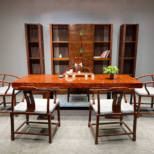 工厂花红茶桌巴直销木花梨木原木中式大班桌实木大板茶桌茶板批发