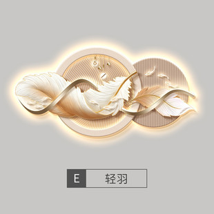 现代轻奢客厅装饰画大气高档新中式沙发背景墙挂画新款壁画羽毛