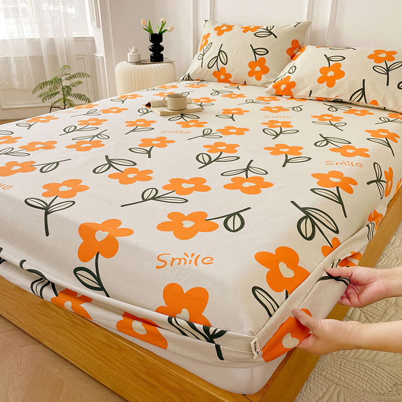 纯色床笠老粗布棉质床垫保护罩席梦思床罩四季床单件防滑全包加厚