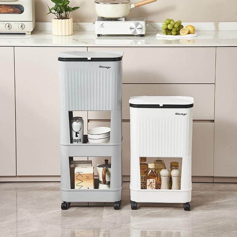 厨房垃圾桶置物架大容量带盖卫生桶可带储物架多层移动轮收纳架,家庭/个人清洁工具,垃圾桶,淘宝优惠券,粉丝福利购,淘宝优惠卷