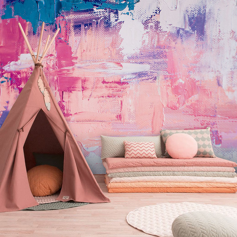 ins抽象油画艺术墙纸画室儿童房壁布壁画2022新款背景墙北欧壁纸