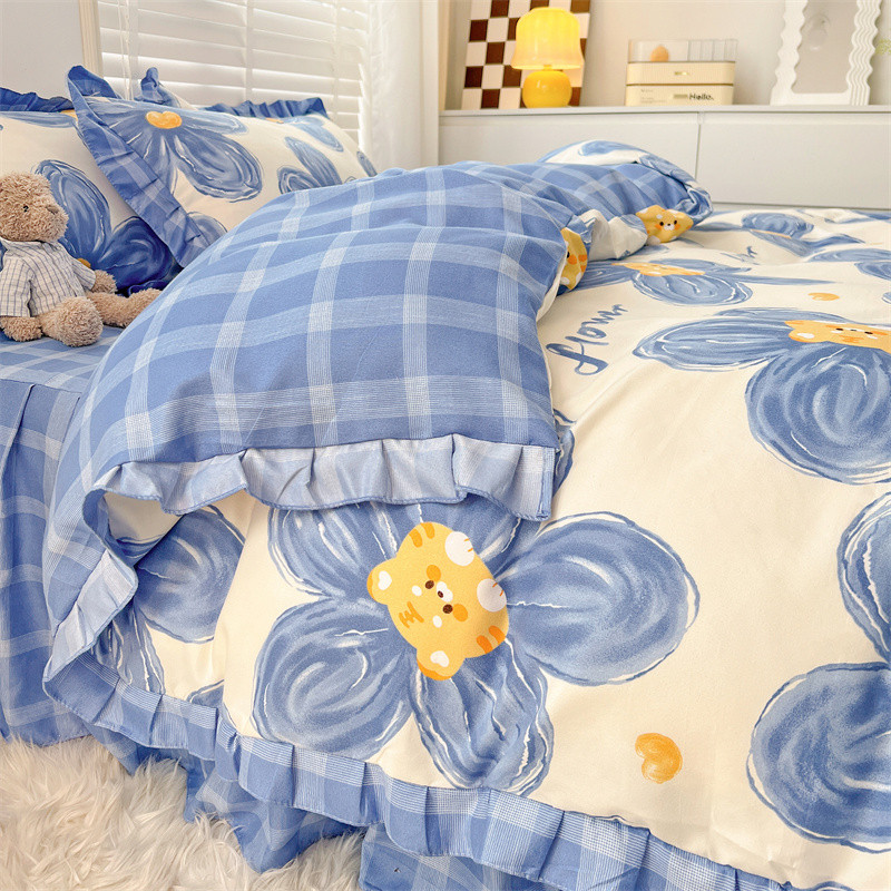 7l8k荷叶花边四150x200x230四季通用床罩遮丑家用水洗棉床裙单件