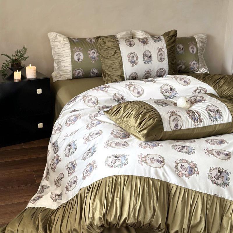 100支龙年长绒棉限定四件套欧式古典卡通被套全棉床单式亲肤裸睡