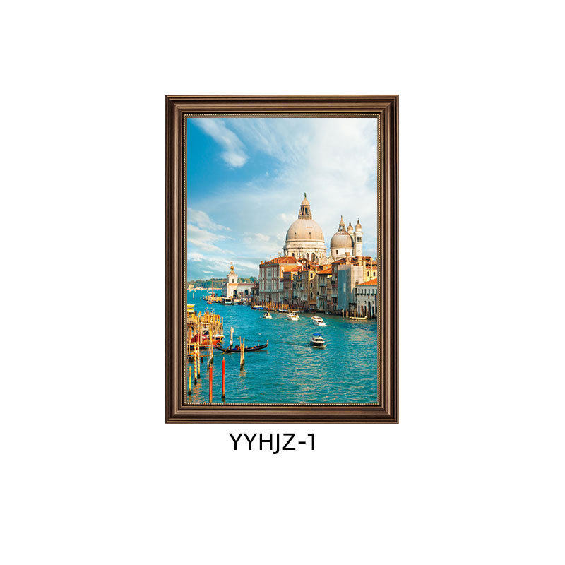 希腊爱琴海风景玄关客厅餐厅装饰画欧式建筑走廊壁画挂画复古过道