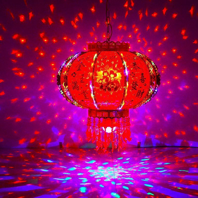 灯笼结婚新年led春节旋转走马灯阳台大门乔迁福字七彩红灯笼装饰