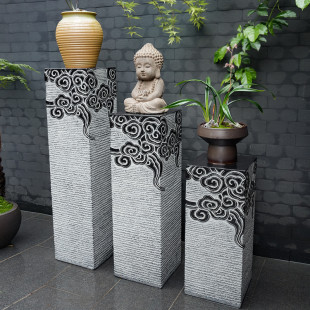 新中式祥云展示柱 仿石柱墩子落地摆件室外庭院花盆底座盆景花架