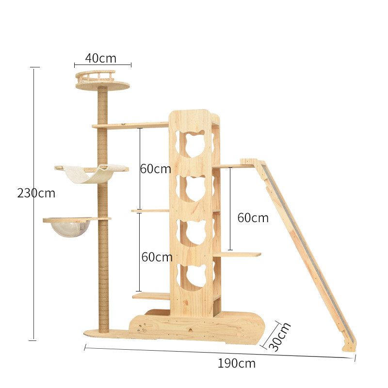豪华纯实木猫爬架猫窝猫树一体不猫架高层通天柱大型占地太空舱碗