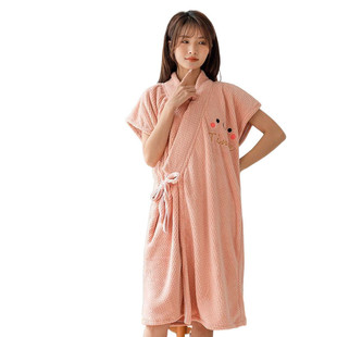 Y9Q浴巾2023新款非全棉纯棉家用浴袍女大人可穿可裹戴式速干浴裙