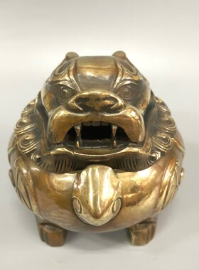 厂家批发黄铜香炉摆件精工仿古动物貔貅熏香炉香炉瑞兽狻猊香炉
