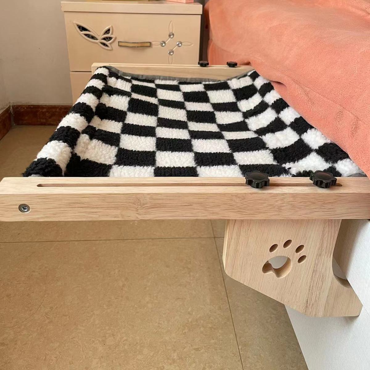 猫挂床新品斤阳台窗户猫吊床床边魔术贴实木猫床承重40猫窝