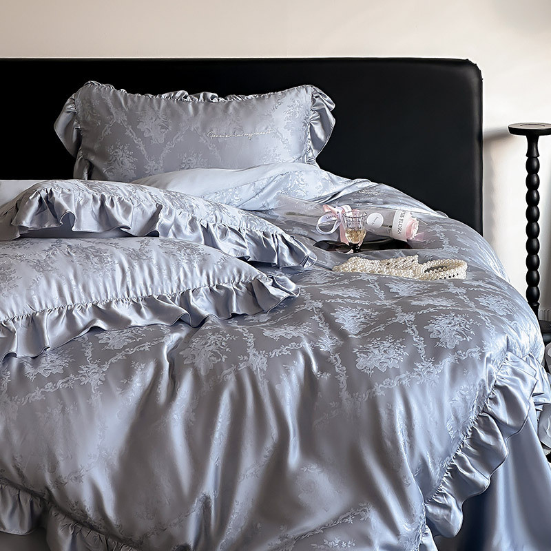 法式轻奢风100s提花凉感春夏双面天丝四件套简约丝滑被套床上用品