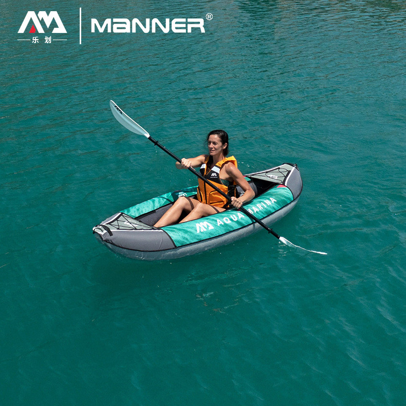 热销aquamarina/充气船划雷鲸单双三人独木舟橡皮皮划艇乐带防刮