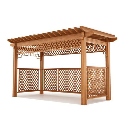 长廊纹户外别墅庭院仿木文化墙长廊凉亭爬藤廊架铝合金葡萄架