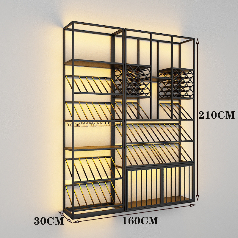 葡萄酒置物架酒杯架收纳酒吧庄红酒展示架靠墙铁艺酒架酒落地酒柜