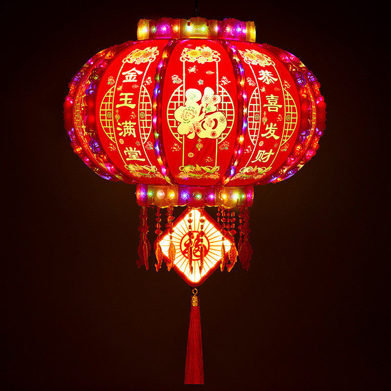 新年七彩led旋转走马灯灯笼阳台大门口灯笼吊灯春节装饰2025一对