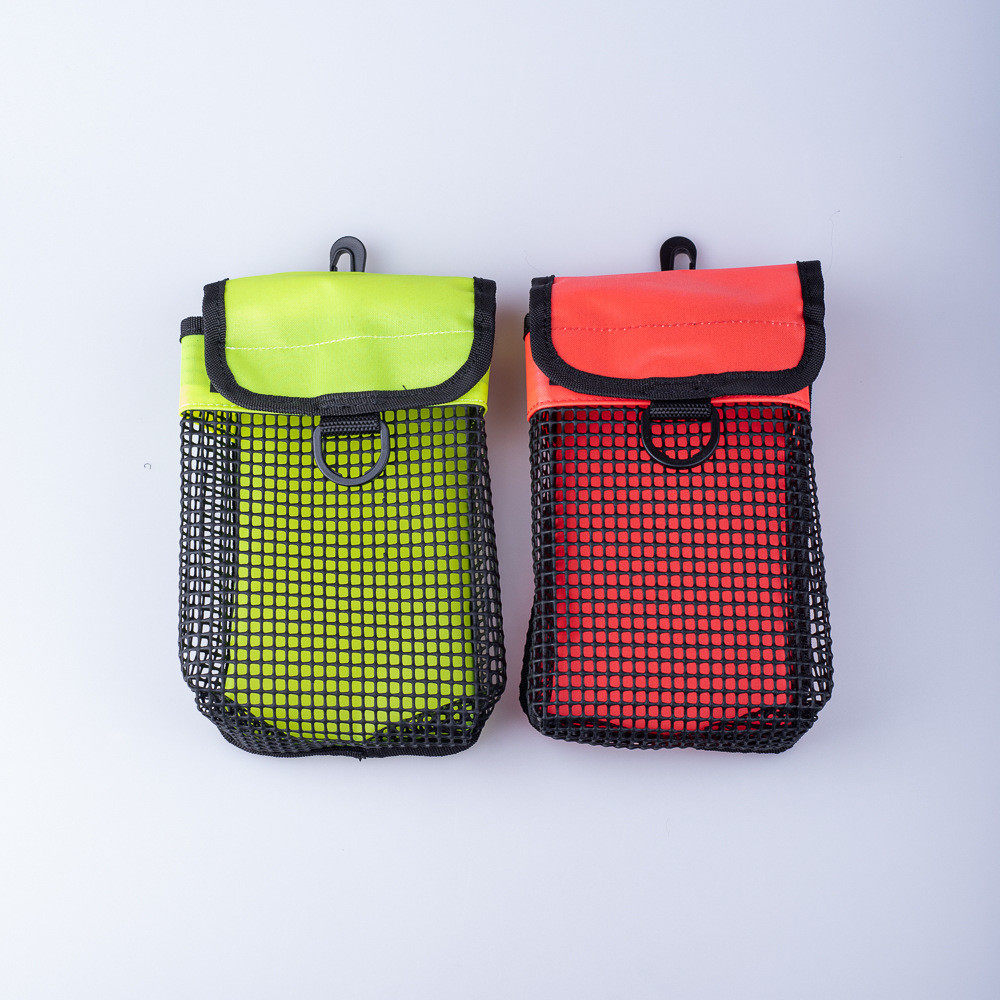 潜水浮标网袋荧光可潜水用收纳包侧挂彩色挂线轮