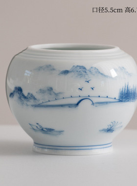 蜀门手绘桌面陶瓷装饰水培花瓶绿植客厅插花摆件青花瓷装饰小花器