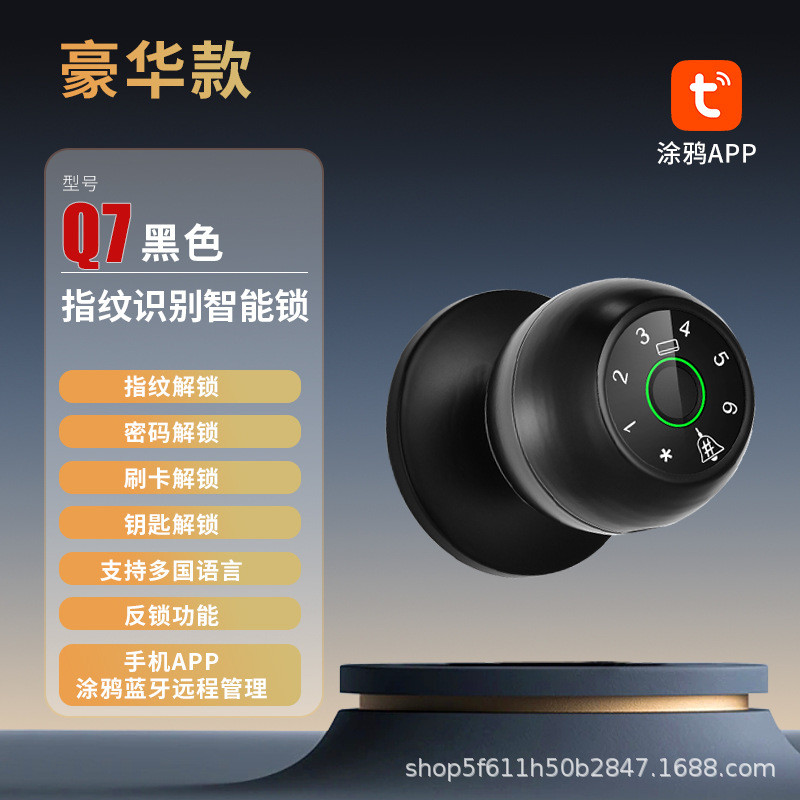 球形智能锁半导体指纹识别密码锁智能锁钥匙锁机械锁家用球形智能