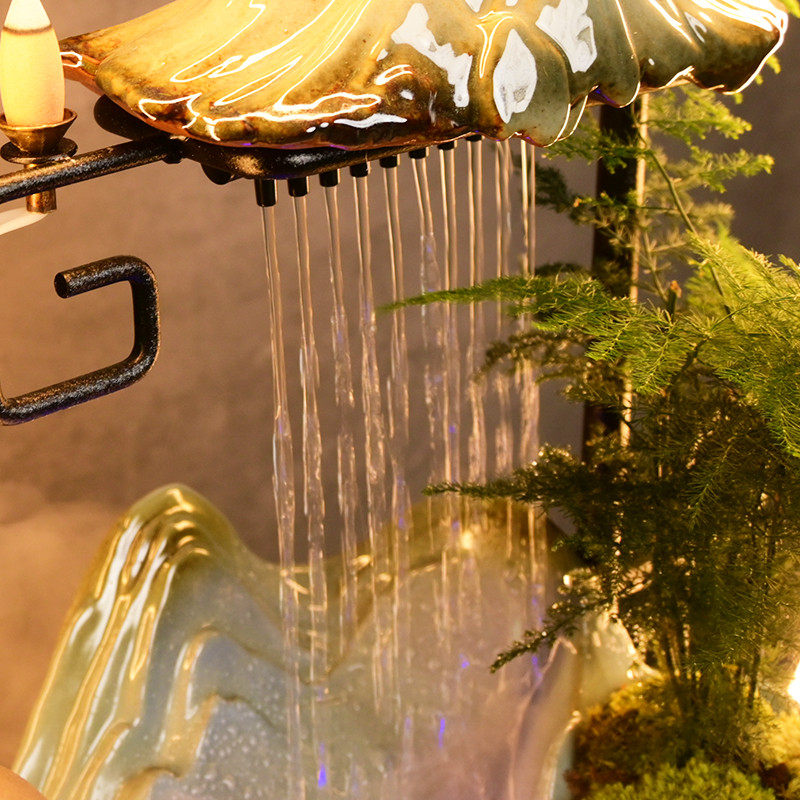 中式陶瓷招财流水摆件家居客厅茶几桌面景观喷泉乔迁开业生财礼品,家居饰品,装饰摆件,淘宝优惠券,粉丝福利购,淘宝优惠卷