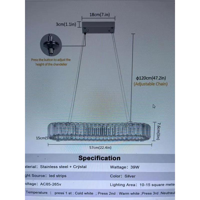 led极简餐厅吊灯轻奢大气吧台吊灯水晶吊灯椭圆形餐桌饭厅网红