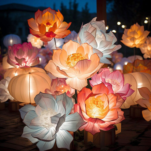 热销中秋大型荷花灯户外景区手艺夜景水上花灯节日装饰彩灯自贡古