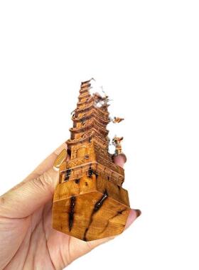 雷枣玄关九层文昌塔摆件客厅木办公桌书房摆放道文昌塔高19厘米