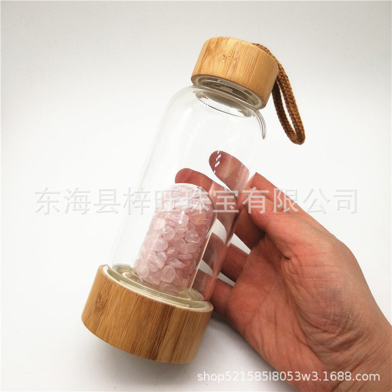 热销竹盖水晶碎石能量杯茶杯玻璃瓶水瓶健康运动水瓶印制LOGO,家居饰品,装饰摆件,淘宝优惠券,粉丝福利购,淘宝优惠卷