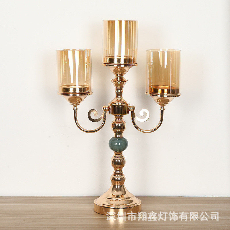 欧式家用美式烛光晚餐道具灯北欧浪漫烛台摆件轻奢复古蜡烛台餐桌